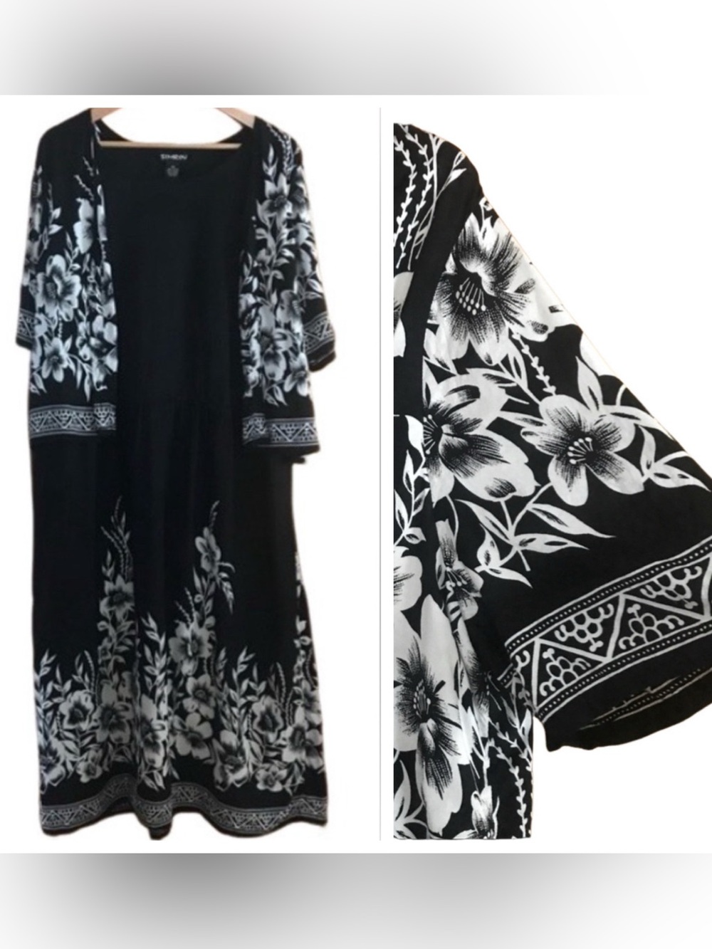 2/$30 Simrin 2X one piece black floral dress